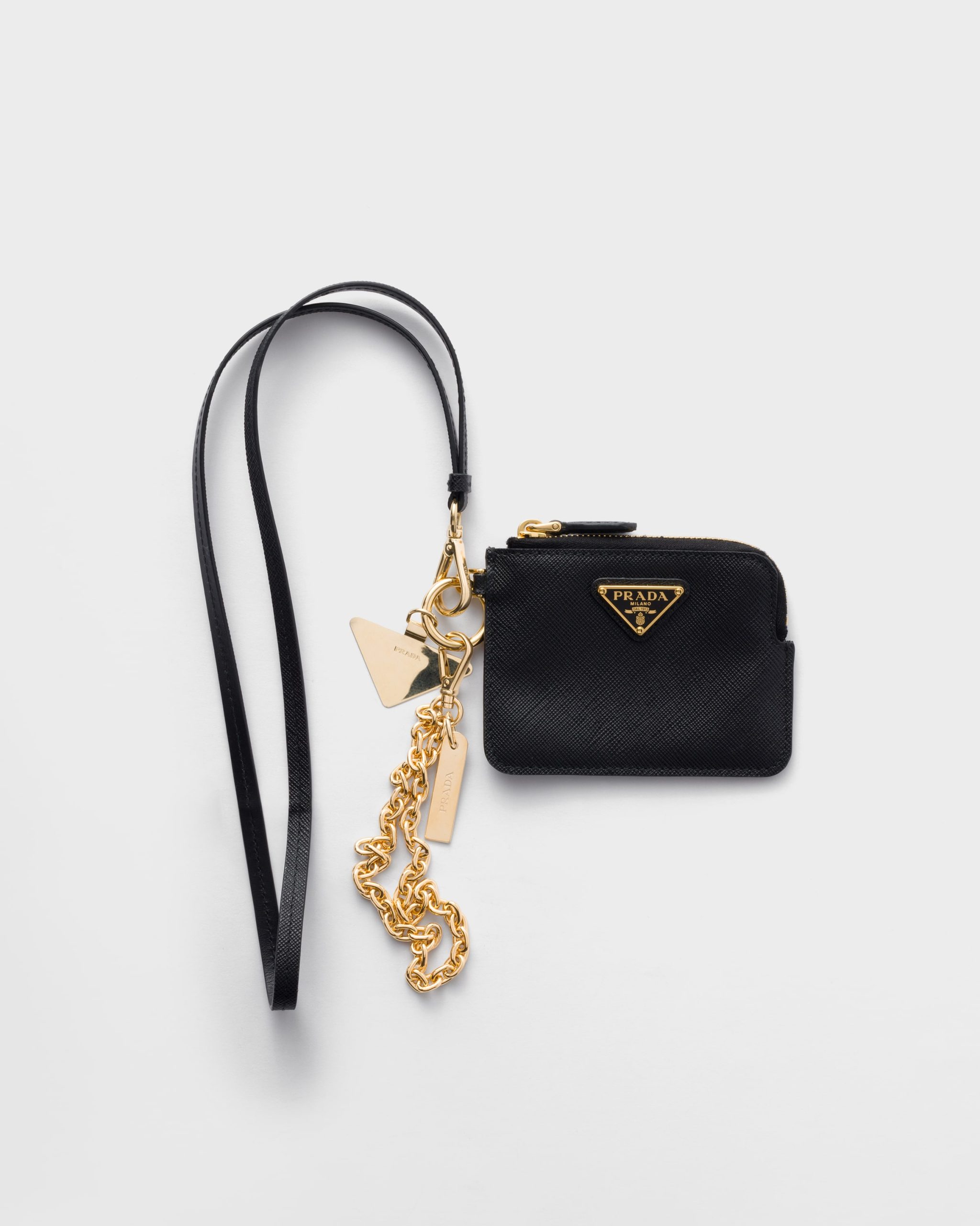 Prada Saffiano leather card holder with shoulder strap - Image 1